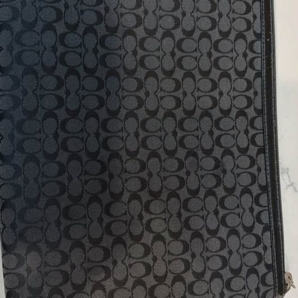 Coach Signature Black Gray Zip-Around Tablet Case Pouch